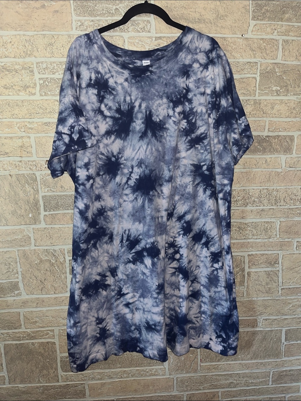 Old Navy Navy and White Tie-Dye Midi Dress